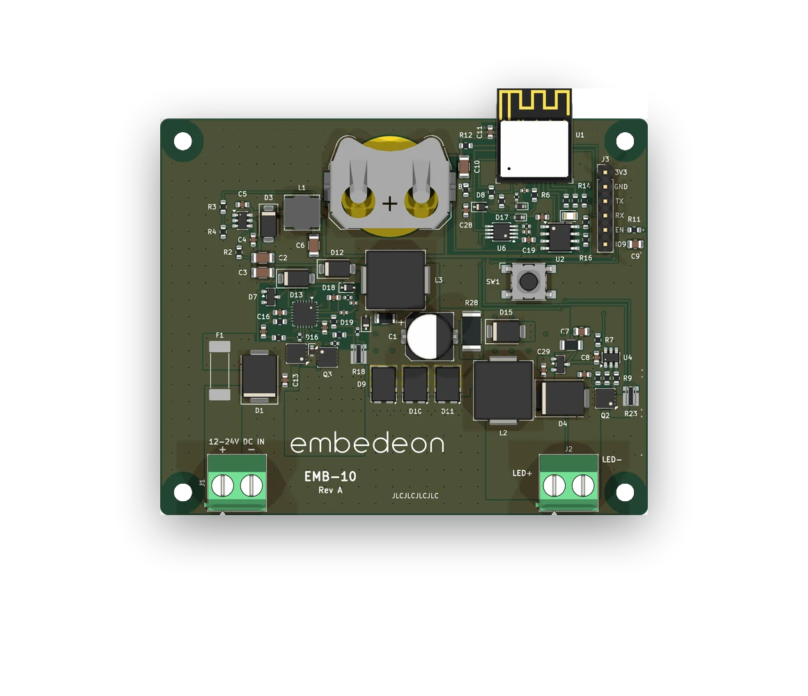 The Hehku&nbsp;10 circuit board seen from above